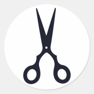 Black Simple Hair Scissors (Barber / Hairdresser) Classic Round Sticker