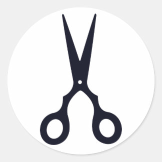 Black Simple Hair Scissors (Barber / Hairdresser) Classic Round Sticker