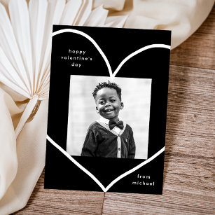Black Simple Heart Classroom Valentine's Day Card