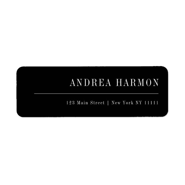 Black Simple Large Lettering Return Address Label (Front)