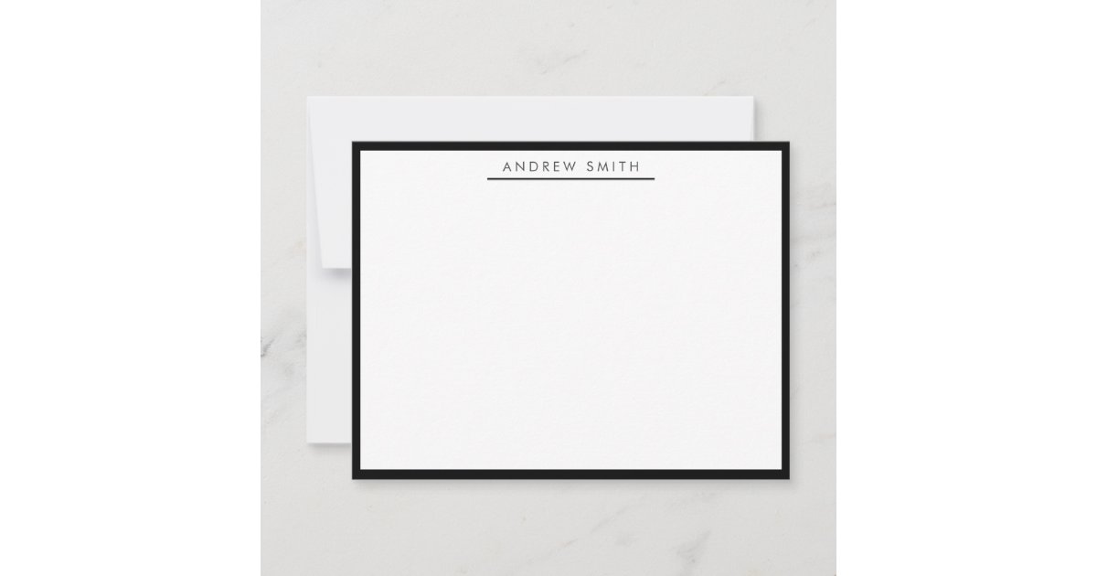 Black Simple Line Modern Stylish Classic Elegant Note Card | Zazzle