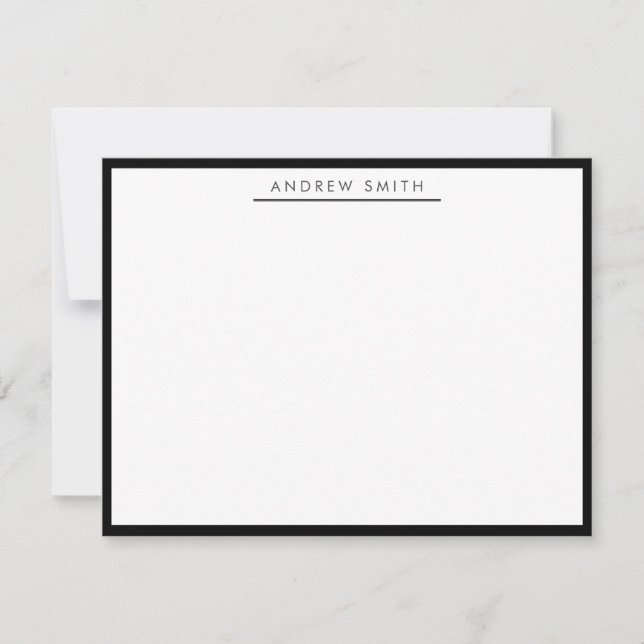 Black Simple Line Modern Stylish Classic Elegant Note Card (Front)