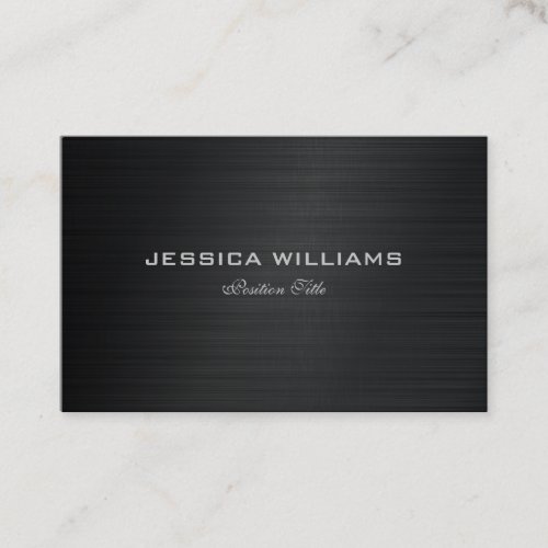 Black Simple Metallic Brushed Aluminum Look Business Card