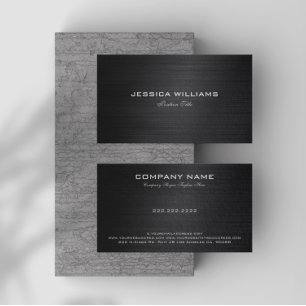 Black Simple Metallic Brushed Aluminum Look Business Card