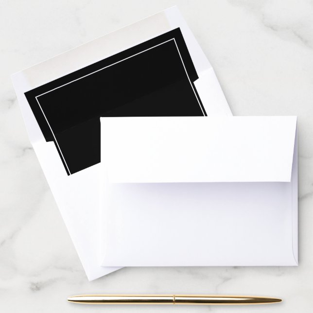 Black Simple Minimalist Bordered Envelope Liner (Desk)