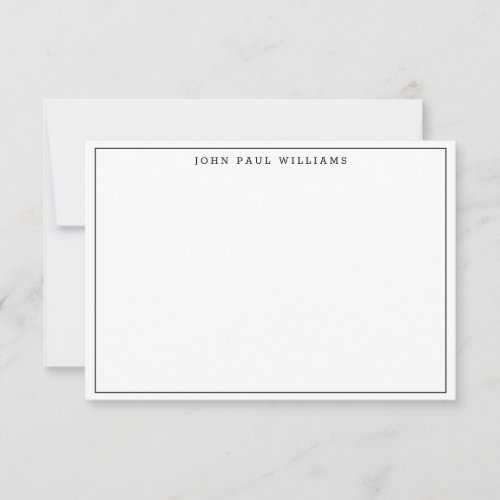 Black Simple Minimalist Modern Formal Thin Border Note Card