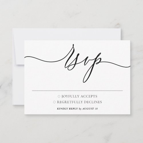 Black Simple Minimalist Modern Wedding RSVP Card