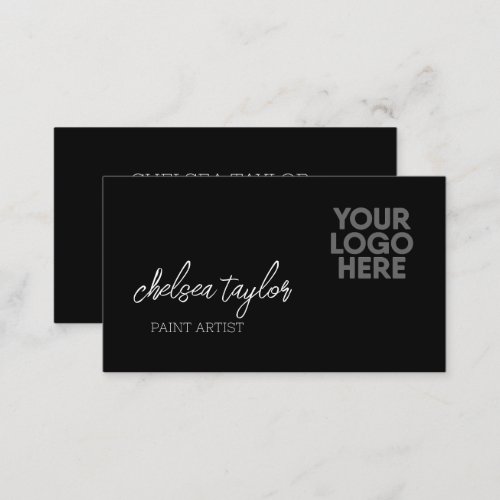 Black Simple Minimalist Professional Add Logo  Business Card