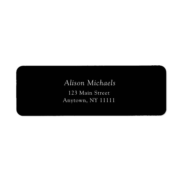 Black Simple Minimalist Return Address Label (Front)