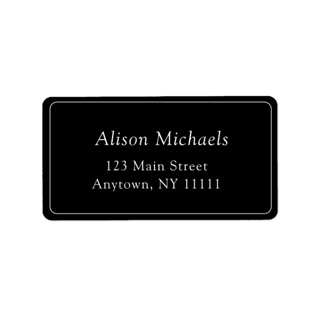 Black Simple Minimalist Return Address Label (Front)