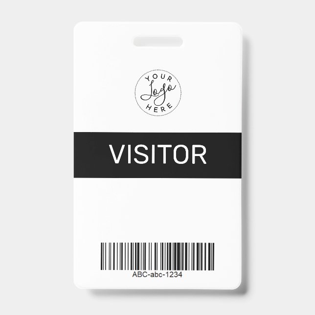 Black Simple Minimalist Visitor's Pass ID Badge (Front)