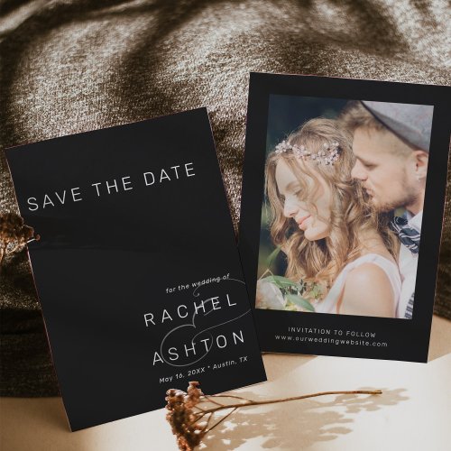 Black Simple Minimalist Wedding Photo  Save The Date