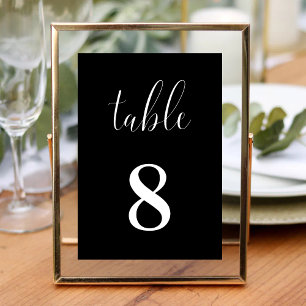 Black Simple Minimalist Wedding Table Card