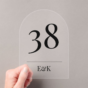 Black Simple Modern Acrylic Arch Table Numbers