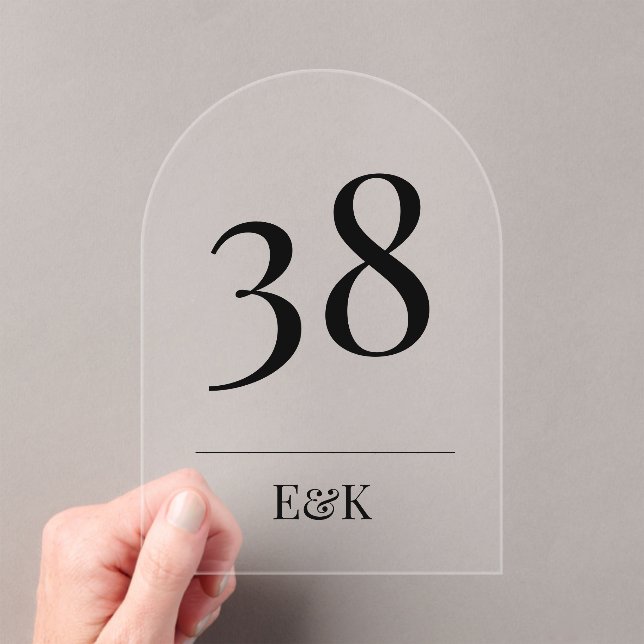 Black Simple Modern Acrylic Arch Table Numbers (Insitu (Handheld))