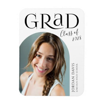 Black Simple Modern Arch Photo Graduation Magnet by AvaPaperie at Zazzle