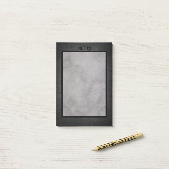 Black Simple Modern Marble  Post-it Notes (On Desk)