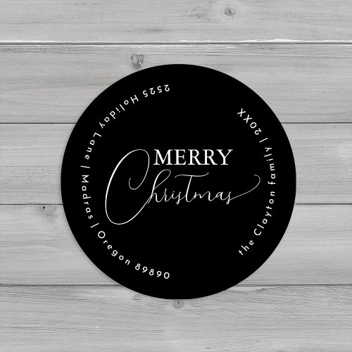 Black Simple Modern Merry Christmas Envelope Seals