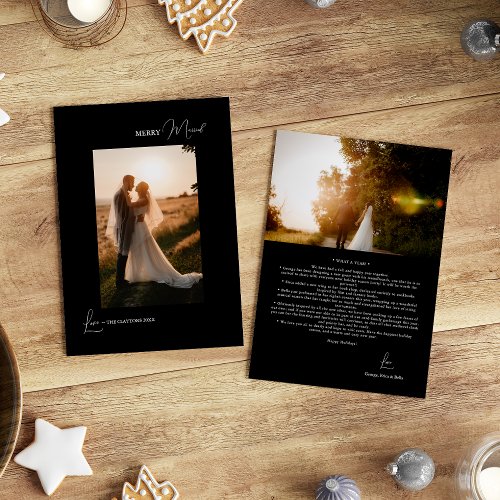 Black Simple Modern Merry Married Portrait Holiday