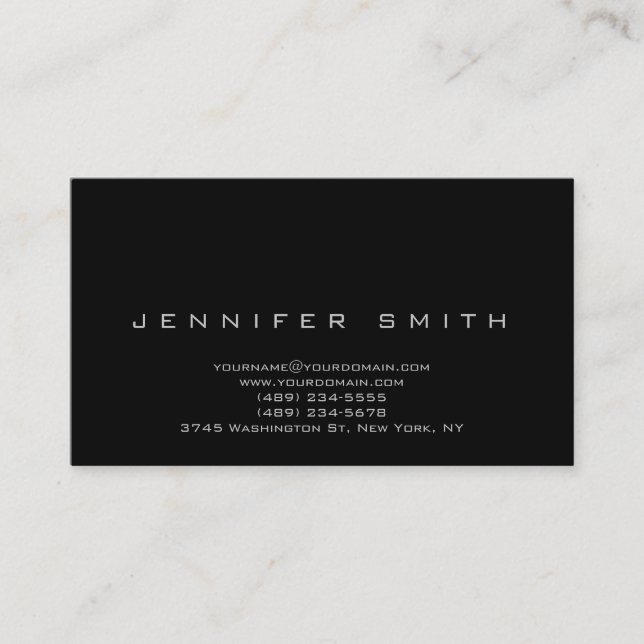 Black Simple Modern Plain Consultant Business Card (Front)