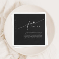 Black Simple Modern Script Fun Facts Wedding Napkins