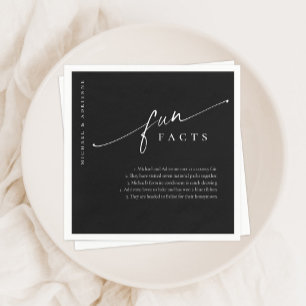 Black Simple Modern Script Fun Facts Wedding Napkins