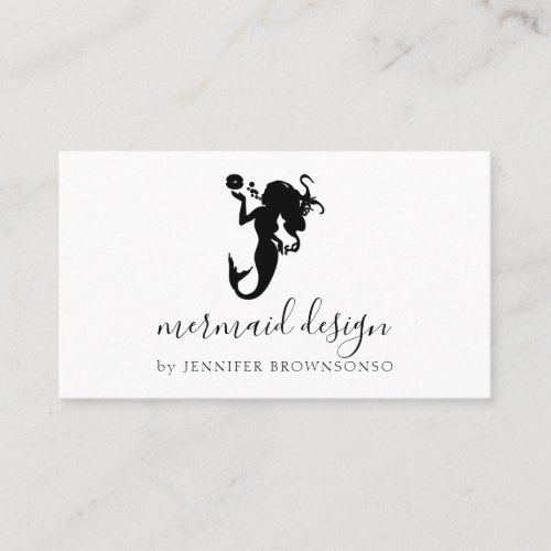 Black Simple Modern Sophisticated Mermaid Business Card