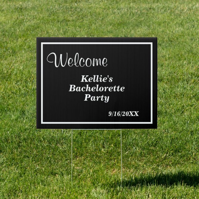 Black Simple Modern Type Bachelorette Party Sign (Insitu)