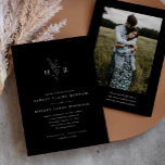 Black Simple Monogram QR Code Photo Wedding Invitation<br><div class="desc">Black Simple Monogram QR Code Photo Wedding Invitation features your initials around a line drawing botanical,  along with a classically modern type layout.</div>