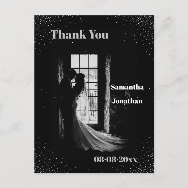 Black Simple Night Sky Wedding Thank You Postcard (Front)