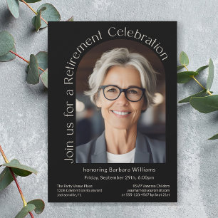 Black Simple Photo Arch Retirement Party Invitation