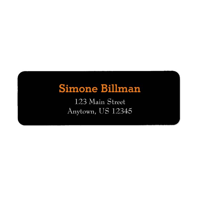 Black Simple Plain Return Address Labels (Front)