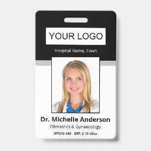 Black Simple Professional Employee Custom Photo Badge