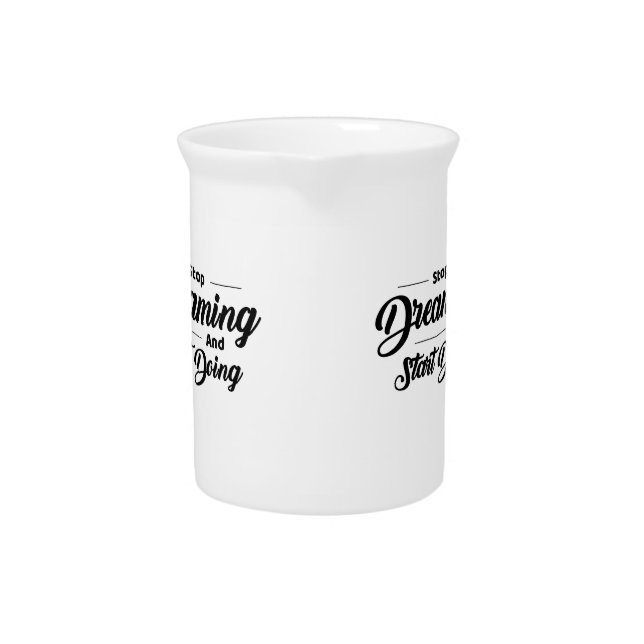 Black Simple Quotes Porcelain Pitcher (Front)