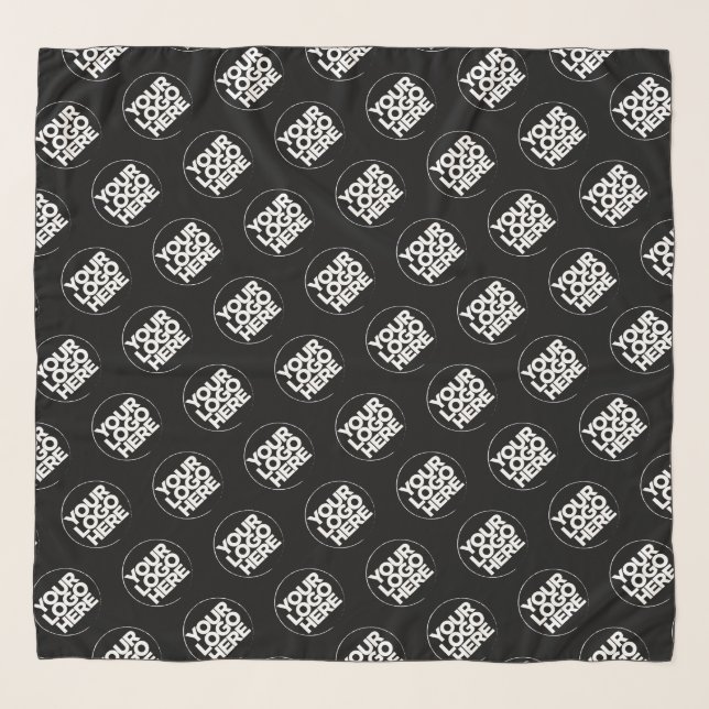 Black Simple Repeating Business Logo Background Scarf (Front (Horizontal))