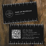 Black Simple Ruler Company Logo QR Code Business Card<br><div class="desc">A simple black business card ideal for companies or small businesses who wish a minimal business card template with simple contact details. Customize the business logo,  name of company and profession and contacts as well as the QR Code. A minimalistic "ruler look" business card perfect for first impressions.</div>