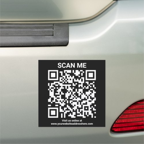 Black Simple Scan Me Online QR Code Car Magnet