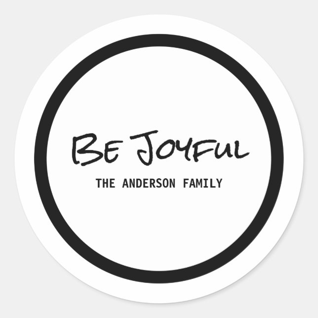 Black Simple Script Be Joyful Holiday Stickers (Front)