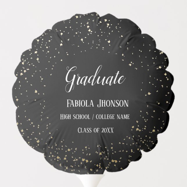 Black Simple script graduation photo  balloon (Back)