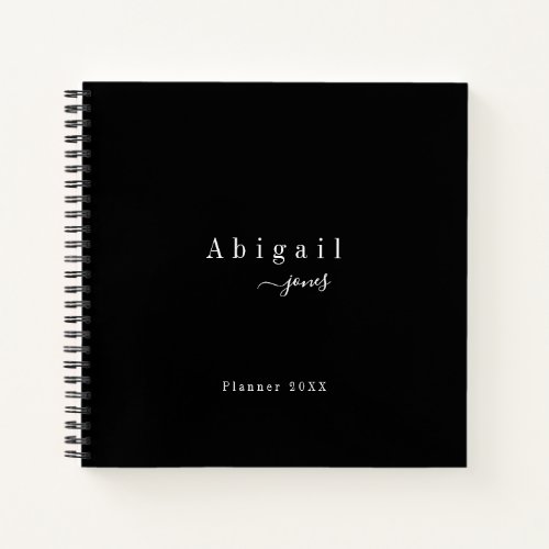 Black Simple Script Modern Luxury Professional Notebook