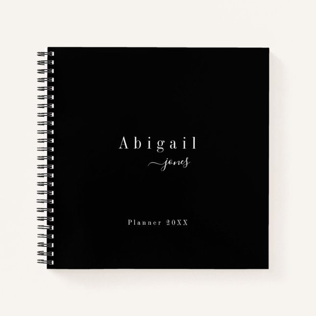Black Simple Script Modern Luxury Professional Notebook (Front)