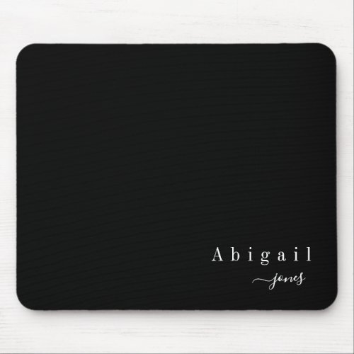 Black Simple Script Name Modern personalized Mouse Pad