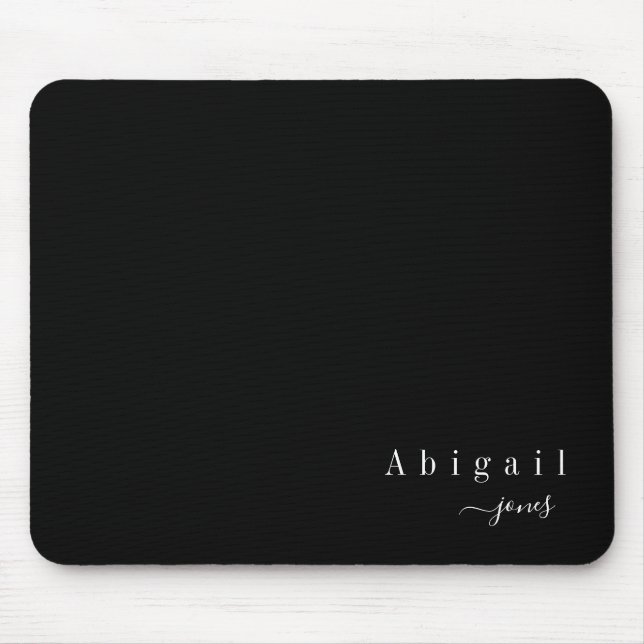 Black Simple Script Name Modern personalized Mouse Pad (Front)