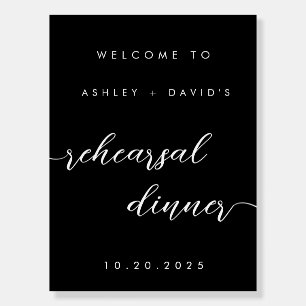 Black Simple Script Rehearsal Dinner Welcome Sign
