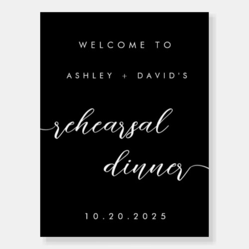 Black Simple Script Rehearsal Dinner Welcome Sign