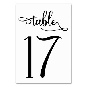 Black simple sign   3.5x5 table number   Table 17