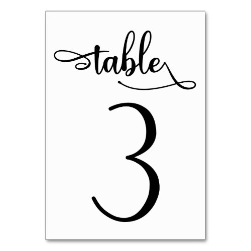 Black simple sign  35x5 table number  Table 3