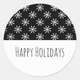 Black Simple Snowflake Holiday Stickers