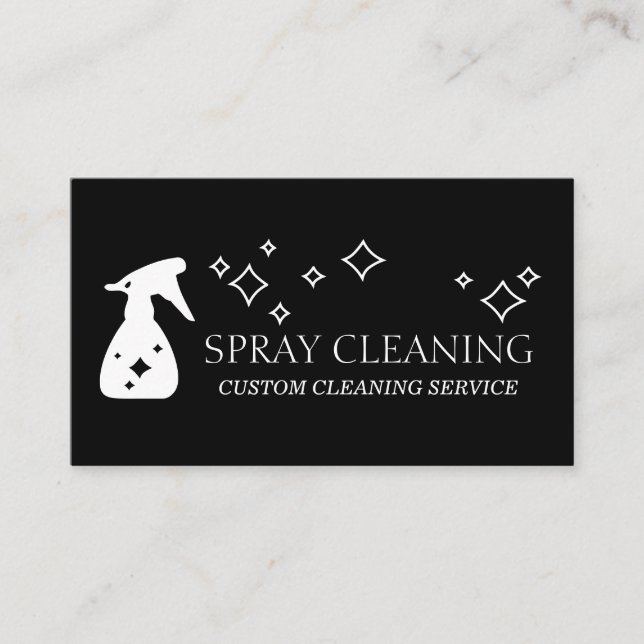Black Simple Standard Basic Cleaning Spray Bottle Business Card (Front)