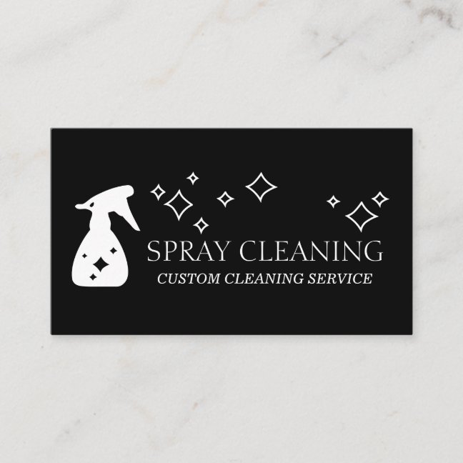 Black Simple Standard Basic Cleaning Spray Bottle Business Card